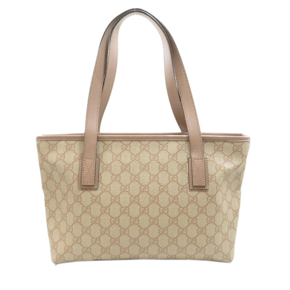 Gucci tote Supreme GG beige canvas handbag leather bag pink Tan Pink